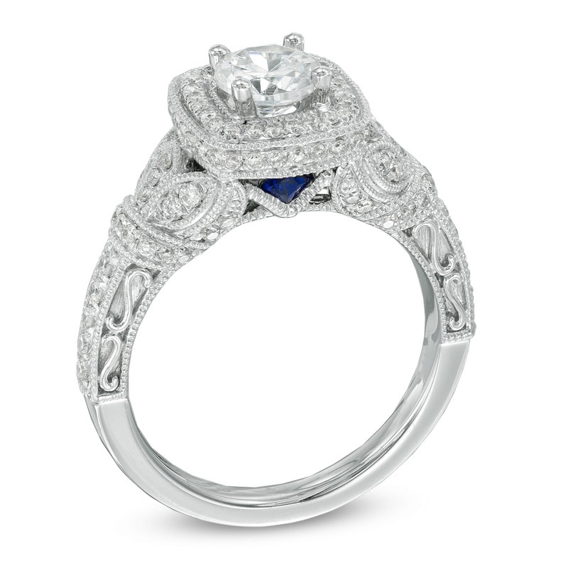 Previously Owned - Vera Wang Love Collection 1.20 CT. T.W. Diamond Frame Vintage-Style Ring in 14K White Gold|Peoples Jewellers
