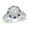 Thumbnail Image 0 of Previously Owned - Vera Wang Love Collection 1.17 CT. T.W. Diamond and Blue Sapphire Frame Ring in 14K White Gold