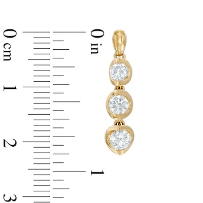 Previously Owned - 0.50 CT. T.W.  Diamond Linear Three Stone Drop Earrings in 14K Gold (I/I2)