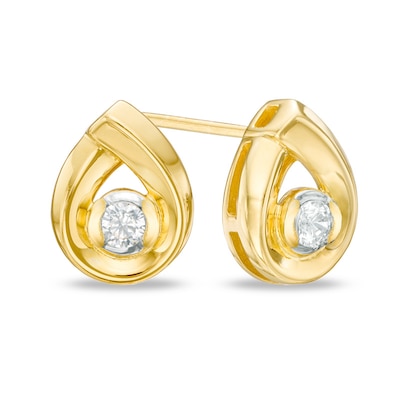 Previously Owned - 0.20 CT. T.W.  Diamond Solitaire Teardrop Stud Earrings in 14K Gold (I/I2)