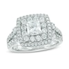 Previously Owned - 1.75 CT. T.W. Princess-Cut Diamond Double Frame Two Row Engagement Ring in 14K White Gold