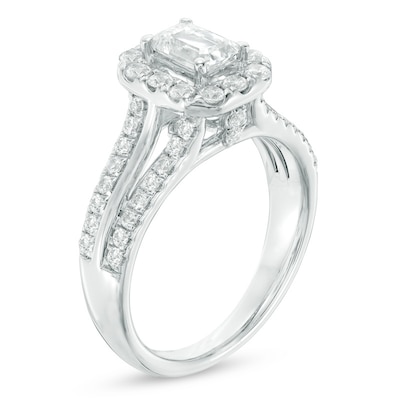 Previously Owned -  1.50 CT. T.W. Emerald-Cut Diamond Frame Engagement Ring in 14K White Gold