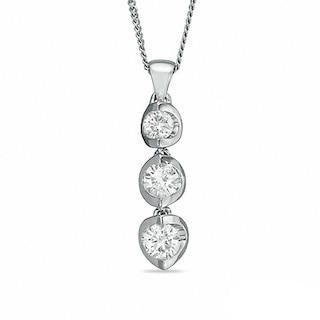 Previously Owned - 0.50 CT. T.W.  Diamond Three Stone Pendant in 14K White Gold - 17"