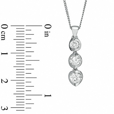 Previously Owned - 0.50 CT. T.W.  Diamond Three Stone Pendant in 14K White Gold - 17"