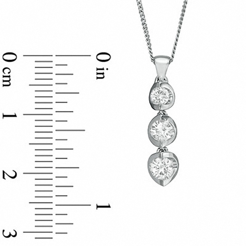 Previously Owned - 0.50 CT. T.W.  Diamond Three Stone Pendant in 14K White Gold - 17"|Peoples Jewellers