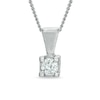 Thumbnail Image 0 of Previously Owned - 0.10 CT.  Diamond Square-Set Solitaire Pendant in 14K White Gold - 17"(I/I2)