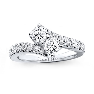 Previously Owned - Ever US™ 2.00 CT. T.W. Two-Stone Diamond Bypass Ring in 14K White Gold (I/SI2)