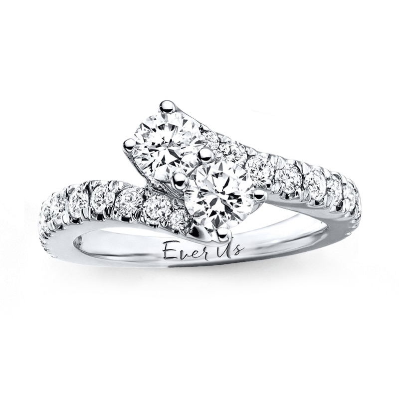 Previously Owned - Ever US™ 2.00 CT. T.W. Two-Stone Diamond Bypass Ring in 14K White Gold (I/SI2)|Peoples Jewellers