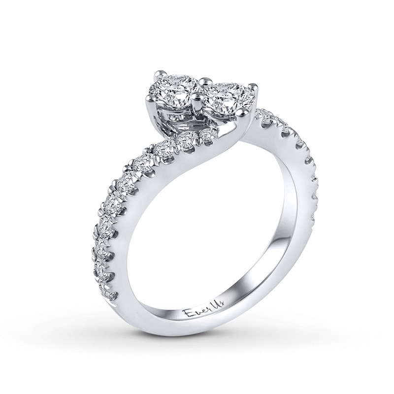 Previously Owned - Ever US™ 2.00 CT. T.W. Two-Stone Diamond Bypass Ring in 14K White Gold (I/SI2)|Peoples Jewellers