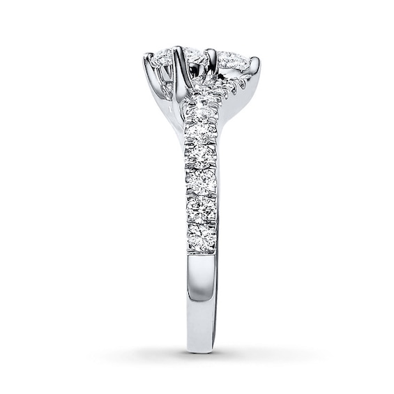 Previously Owned - Ever US™ 2.00 CT. T.W. Two-Stone Diamond Bypass Ring in 14K White Gold (I/SI2)