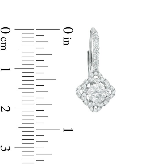 Previously Owned - 1.38 CT. T.W.  Diamond Kite-Shaped Scalloped Frame Drop Earrings in 14K White Gold (I/I2)