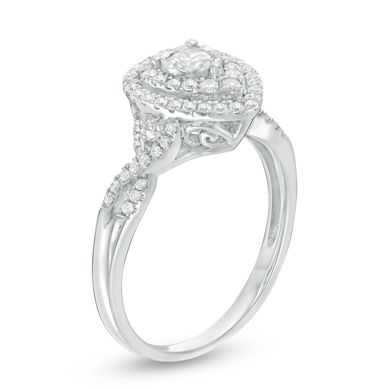 Previously Owned - 0.45 CT. T.W. Diamond Double Pear-Shaped Twist Engagement Ring in 10K White Gold|Peoples Jewellers