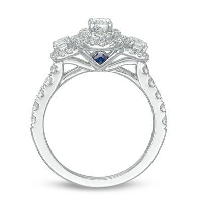 Previously Owned - Vera Wang Love Collection 1.23 CT. T.W. Oval Diamond Three Stone Engagement Ring in 14K White Gold