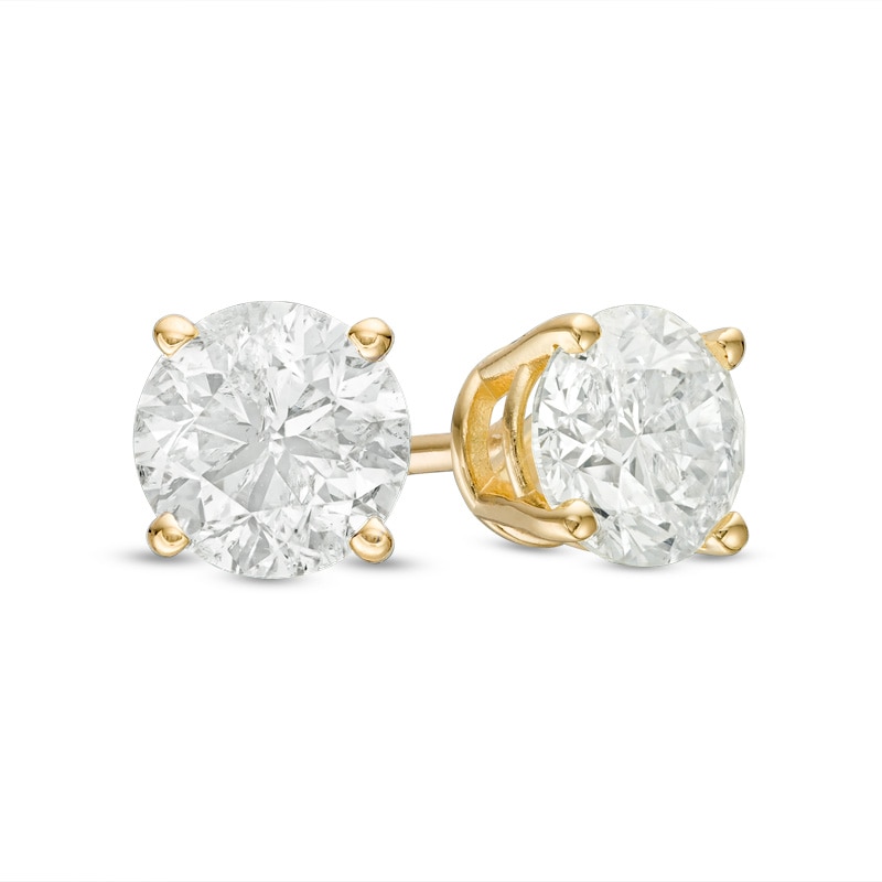 Main Image 1 of Previously Owned - 0.50 CT. T.W. Diamond Solitaire Stud Earrings in 14K Gold (J/I2)