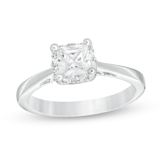 Previously Owned - 1.00 CT. T.W.  Princess-Cut Diamond Frame Engagement Ring in 14K White Gold (I/I1)