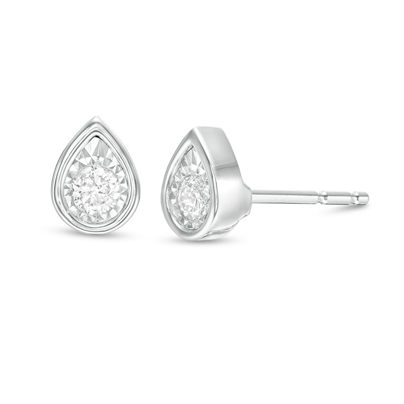 Previously Owned - 0.10 CT. T.W.  Diamond Solitaire Pear-Shaped Stud Earrings in 10K White Gold