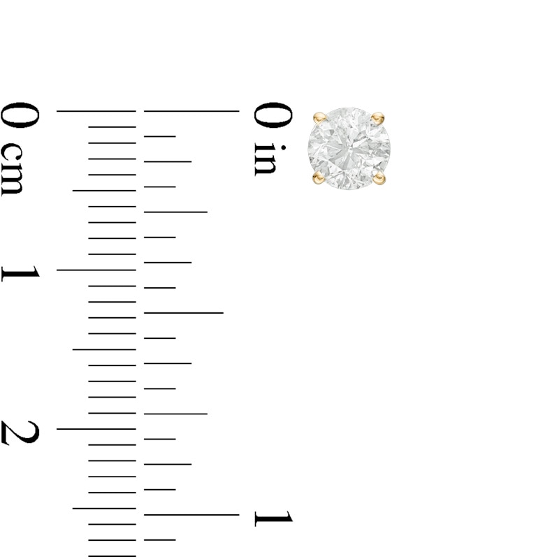Main Image 2 of Previously Owned - 1.00 CT. T.W. Diamond Solitaire Stud Earrings in 14K Gold (J/I2)