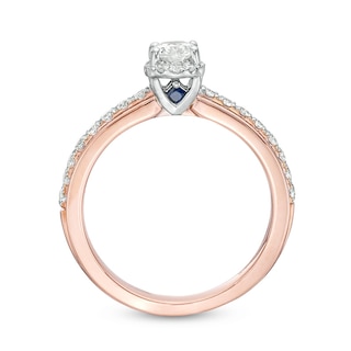 Previously Owned - Vera Wang Love Collection 0.60 CT. T.W. Oval Diamond Frame Engagement Ring in 14K Two-Tone Gold