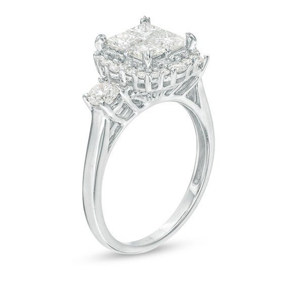 Previously Owned - 1.50 CT. T.W. Quad Princess-Cut Diamond Frame Engagement Ring in 14K White Gold