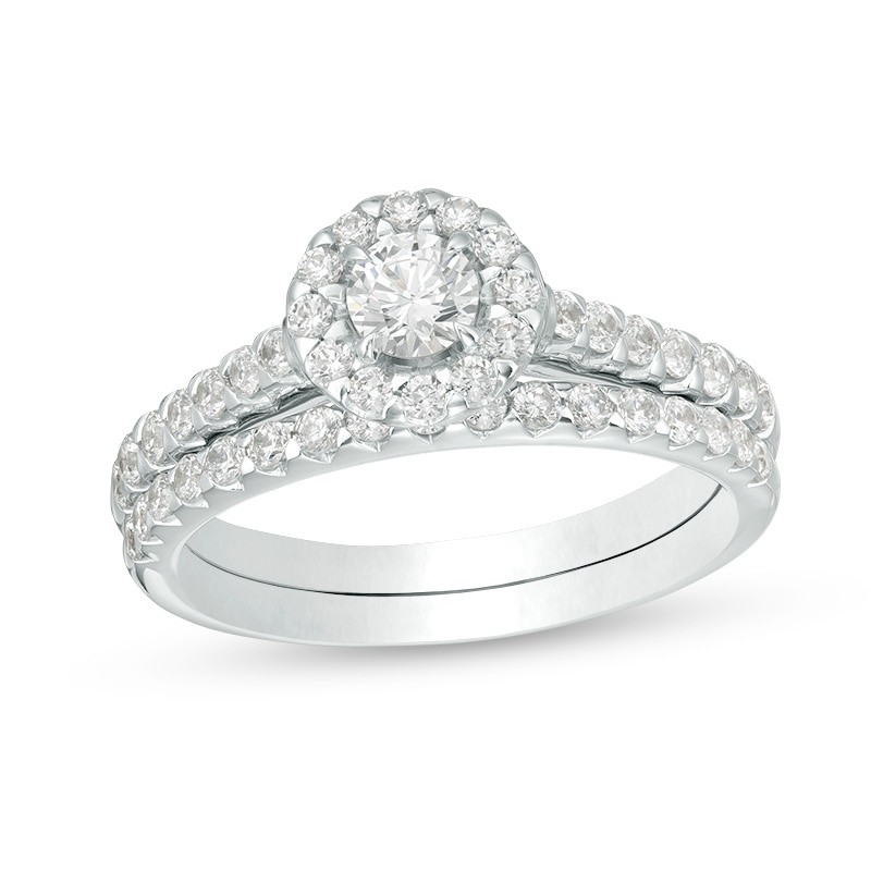 Previously Owned - 1.00 CT. T.W. Diamond Frame Bridal Set in 14K White Gold|Peoples Jewellers