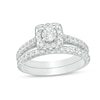 Previously Owned - 1.00 CT. T.W. Diamond Cushion Frame Bridal Set in 14K White Gold