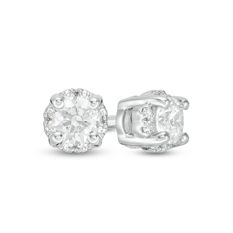 Previously Owned - 0.25 CT. T.W.  Diamond Frame Stud Earrings in 14K White Gold (I/I2)|Peoples Jewellers