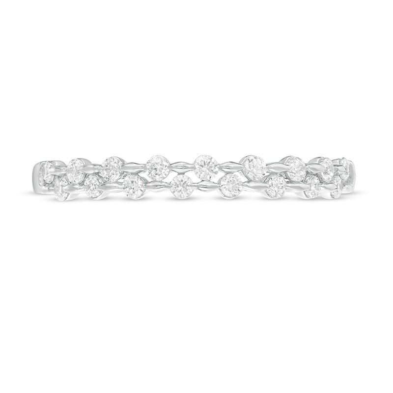 Previously Owned - 0.25 CT. T.W. Diamond Double Row Band in 10K White Gold