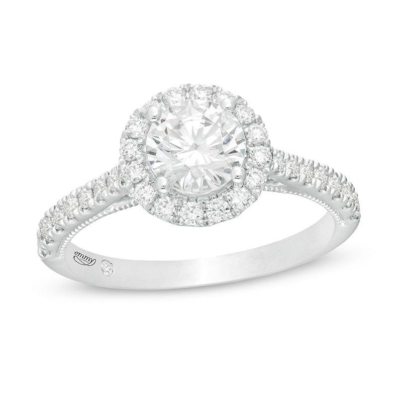Previously Owned - Emmy London 1.60 CT. T.W. Diamond Frame Vintage-Style Engagement Ring in 18K White Gold (F/VS2)