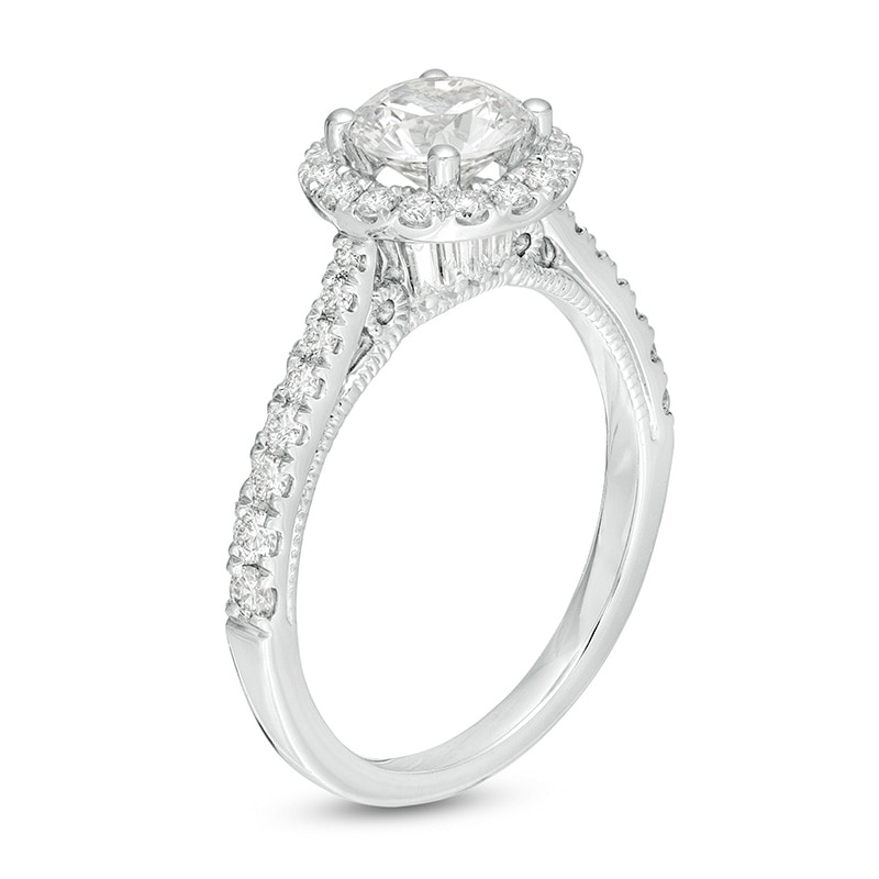 Previously Owned - Emmy London 1.60 CT. T.W. Diamond Frame Vintage-Style Engagement Ring in 18K White Gold (F/VS2)