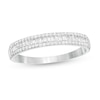 Thumbnail Image 0 of Previously Owned - 0.25 CT. T.W. Baguette and Round Diamond Triple Row Anniversary Band in 10K White Gold