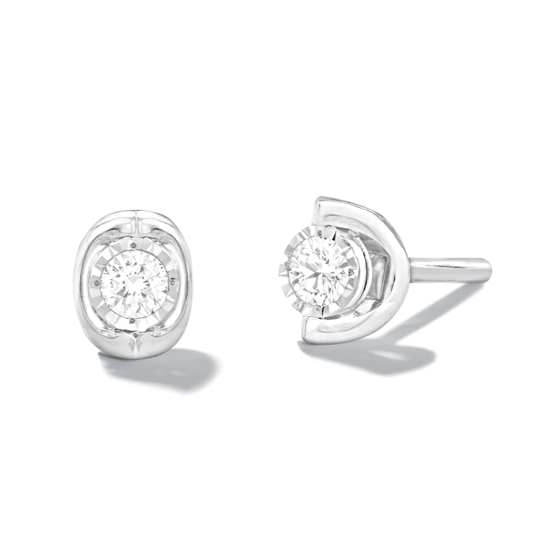 Previously Owned - 0.10 CT. T.W. Diamond Solitaire Stud Earrings in 10K White Gold