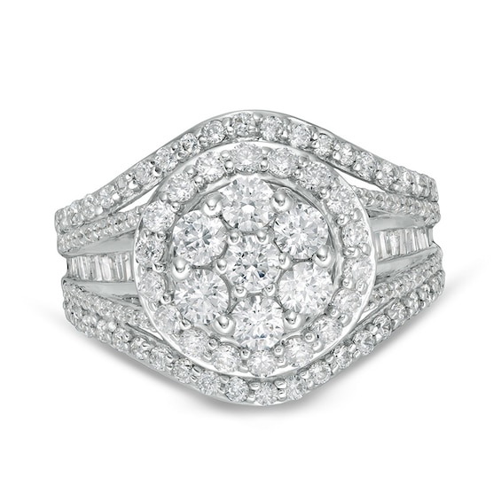 Previously Owned - 2.00 CT. T.W. Composite Diamond Frame Engagement Ring in 10K White Gold