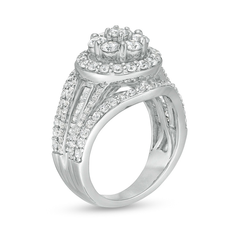 Previously Owned - 2.00 CT. T.W. Composite Diamond Frame Engagement Ring in 10K White Gold