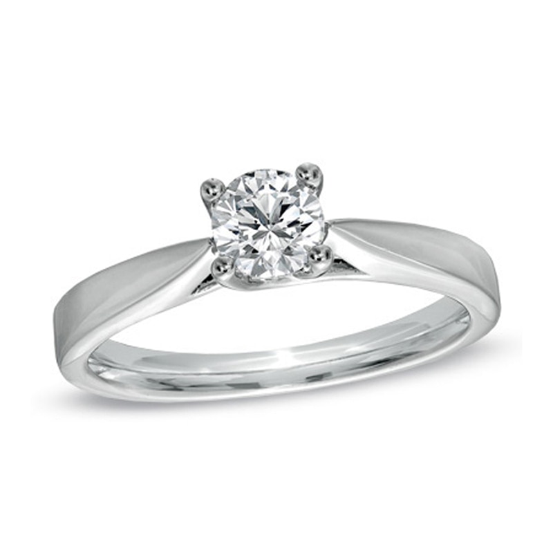 Main Image 1 of Previously Owned - Celebration Ideal 0.50 CT. Diamond Engagement Ring in 14K White Gold (I/I1)