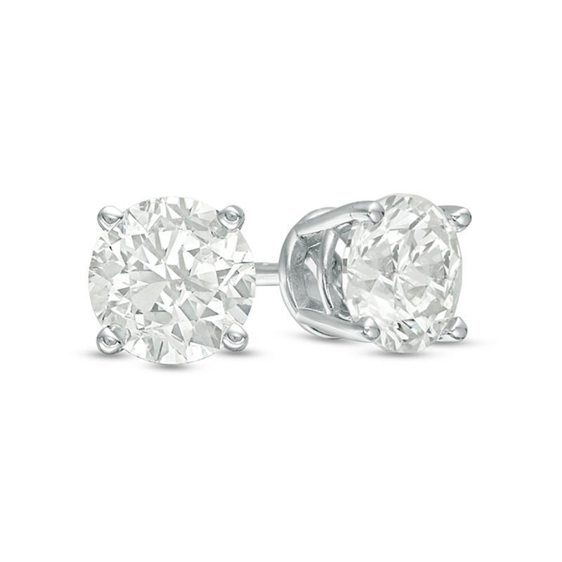 Previously Owned - 1.20 CT. T.W. Diamond Solitaire Stud Earrings in 10K White Gold