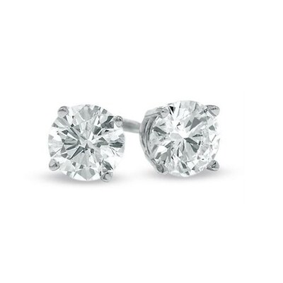 Previously Owned -  1.00 CT. T.W. Diamond Solitaire Stud Earrings in 14K White Gold (I/I1)