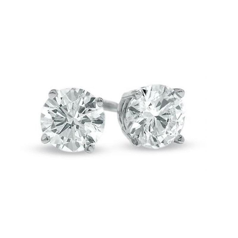 Previously Owned -  1.00 CT. T.W. Diamond Solitaire Stud Earrings in 14K White Gold (I/I1)|Peoples Jewellers