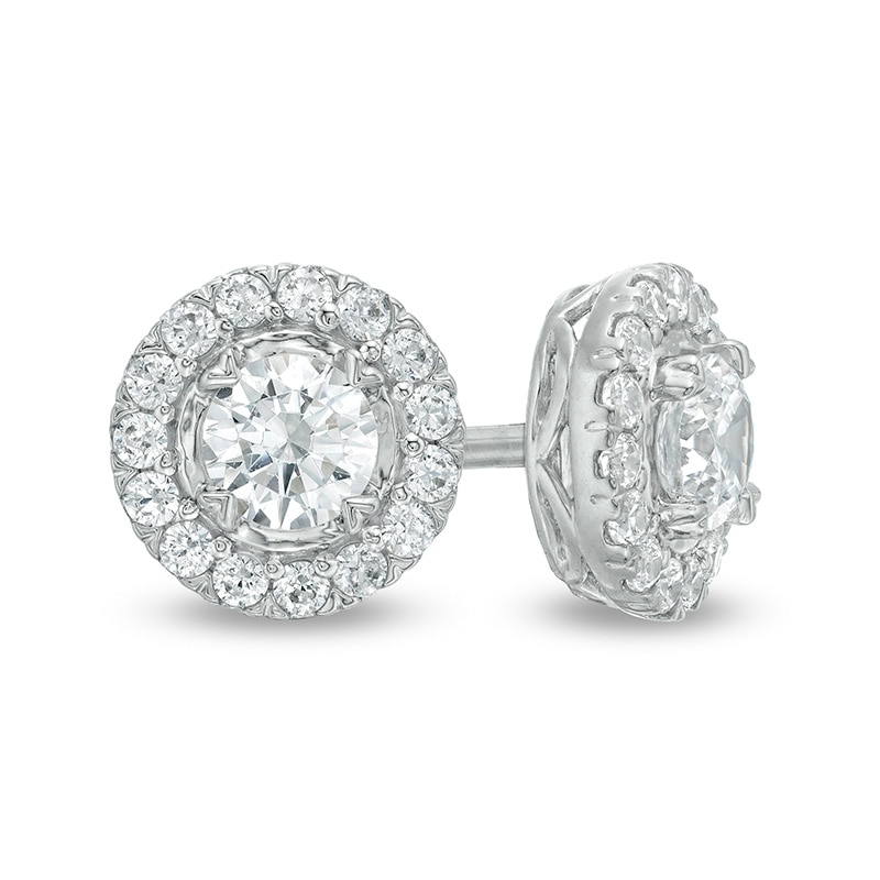 Previously Owned - 0.75 CT. T.W. Diamond Frame Stud Earrings in 10K White Gold (I/I3)|Peoples Jewellers