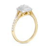 Previously Owned - 0.75 CT. T.W. Emerald-Cut Diamond Double Frame Split Shank Engagement Ring in 14K Two-Tone Gold