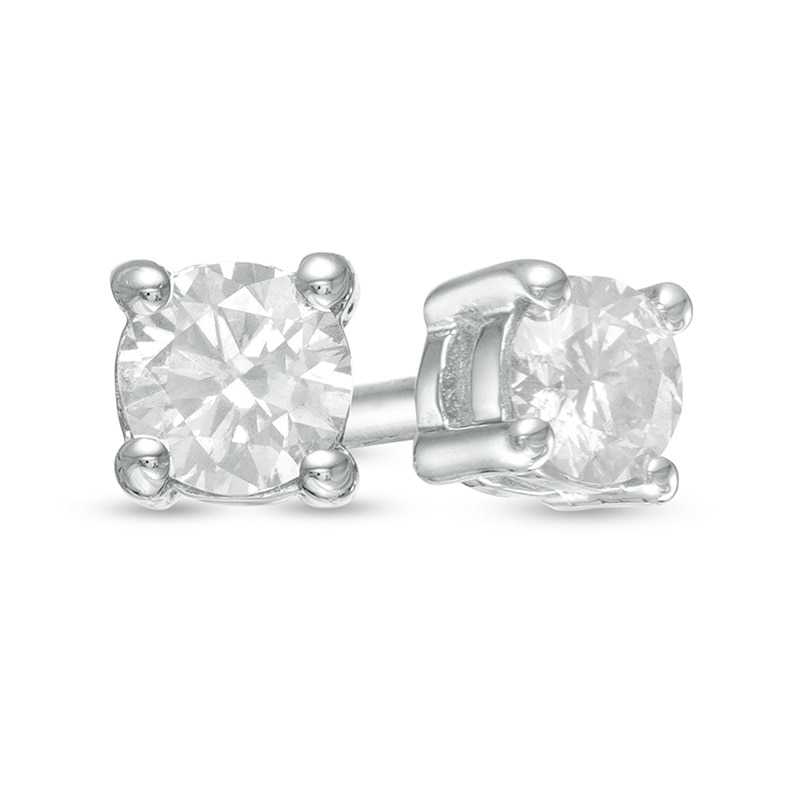 Main Image 1 of Previously Owned - 0.20 CT. T.W. Diamond Solitaire Stud Earrings in Sterling Silver (J/I3)