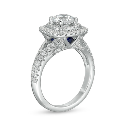 Previously Owned - Vera Wang Love Collection 1.69 CT. T.W. Diamond Cushion Frame Engagement Ring in 14K White Gold