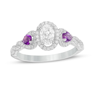 Previously Owned - Enchanted Disney Rapunzel 0.69 CT. T.W. Diamond and Amethyst Engagement Ring in 14K Two-Tone Gold