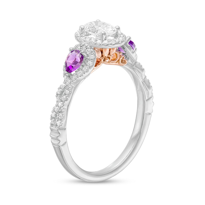 Previously Owned - Enchanted Disney Rapunzel 0.69 CT. T.W. Diamond and Amethyst Engagement Ring in 14K Two-Tone Gold