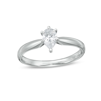 Previously Owned - 0.40 CT.  Pear-Shaped Diamond Solitaire Engagement Ring in 14K White Gold (I/I1)