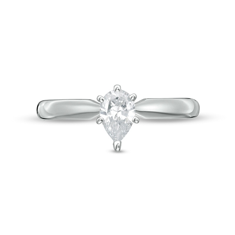 Previously Owned - 0.40 CT.  Pear-Shaped Diamond Solitaire Engagement Ring in 14K White Gold (I/I1)