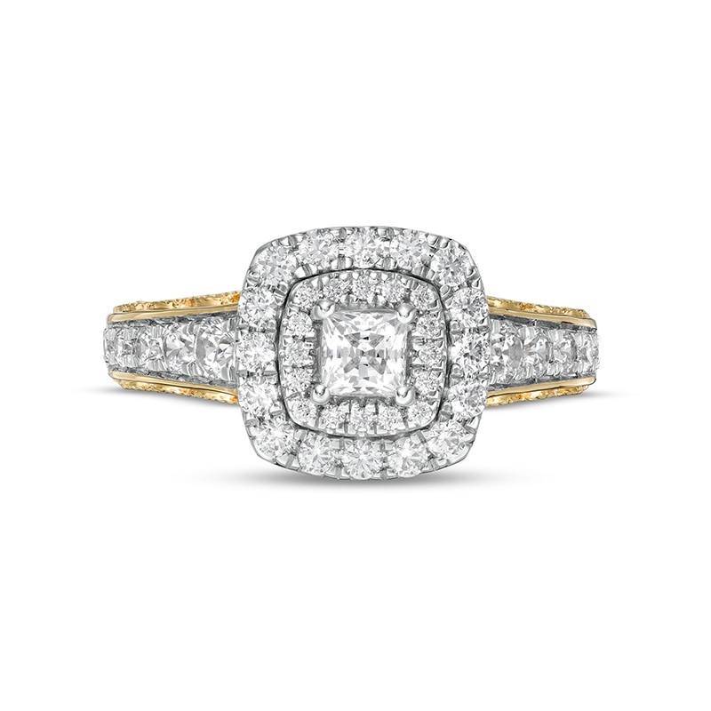 Previously Owned - 1.25 CT. T.W.  Princess-Cut Diamond Double Frame Engagement Ring in 14K Gold (I/I1)