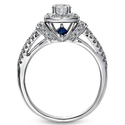 Previously Owned - Vera Wang Love Collection 0.70 CT. T.W. Diamond Frame Engagement Ring in 14K White Gold