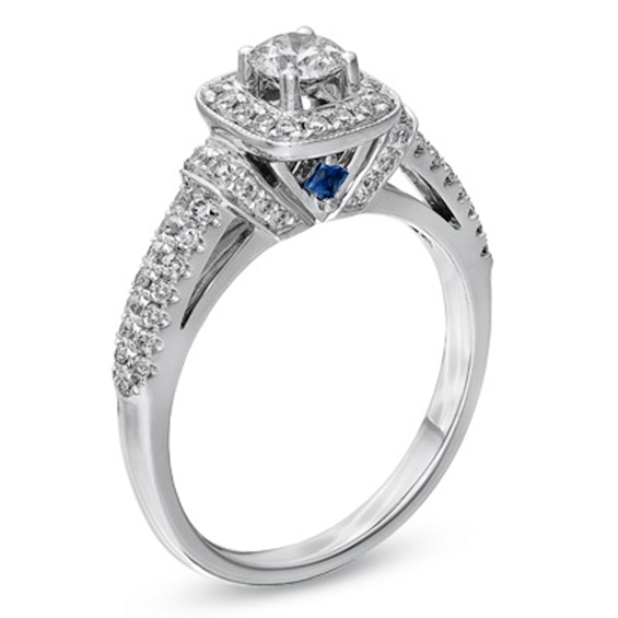 Previously Owned - Vera Wang Love Collection 0.70 CT. T.W. Diamond Frame Engagement Ring in 14K White Gold