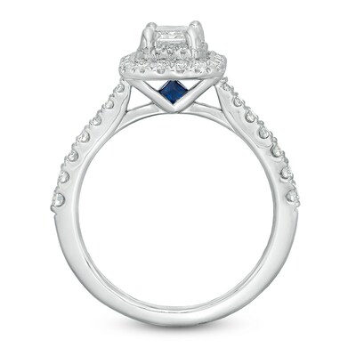 Previously Owned - Vera Wang Love Collection 1.29 CT. T.W. Emerald-Cut Diamond Frame Engagement Ring in 14K White Gold