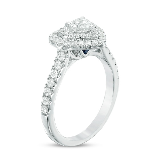 Previously Owned - Vera Wang Love Collection 0.95 CT. T.W. Heart-Shaped Diamond Double Frame Ring in 14K White Gold